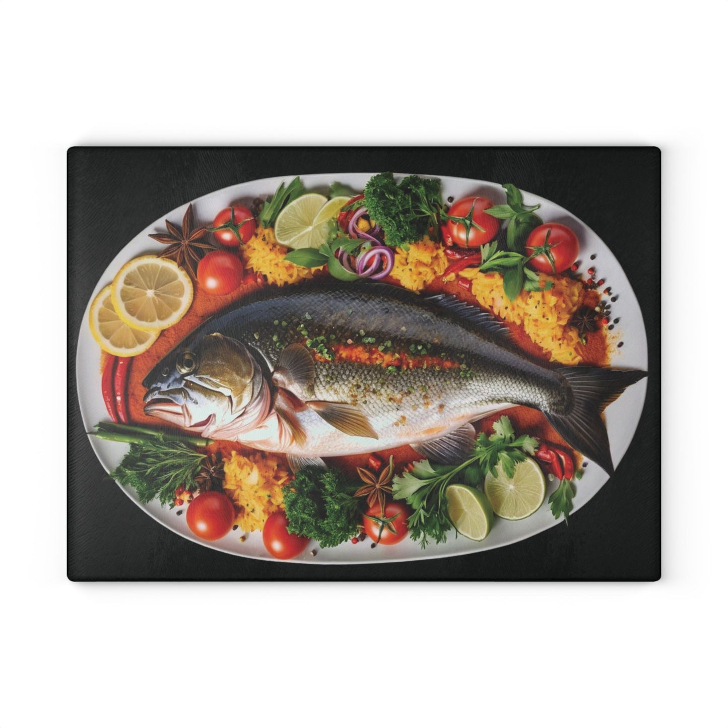 Dinner is served art inspired Glass Cutting Board