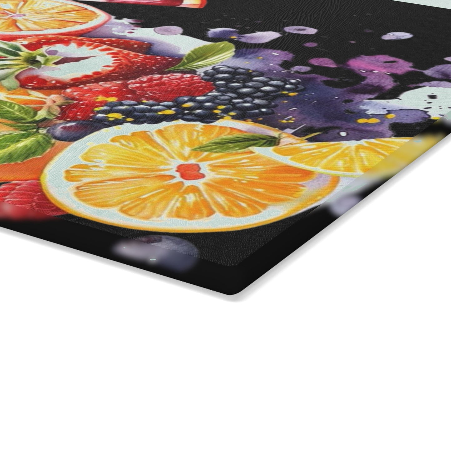 Caribbean fruit inspiration on black Glass Cutting Board