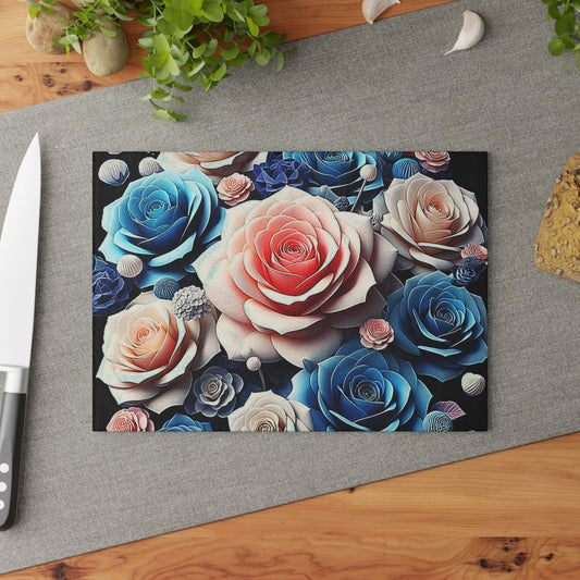 Beautiful Flower art inspired on Glass Cutting Board