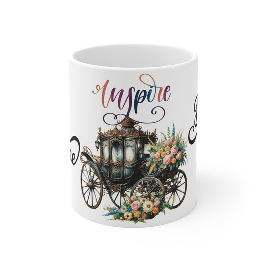 Beautiful horse carriage Bless this home art inspired mug