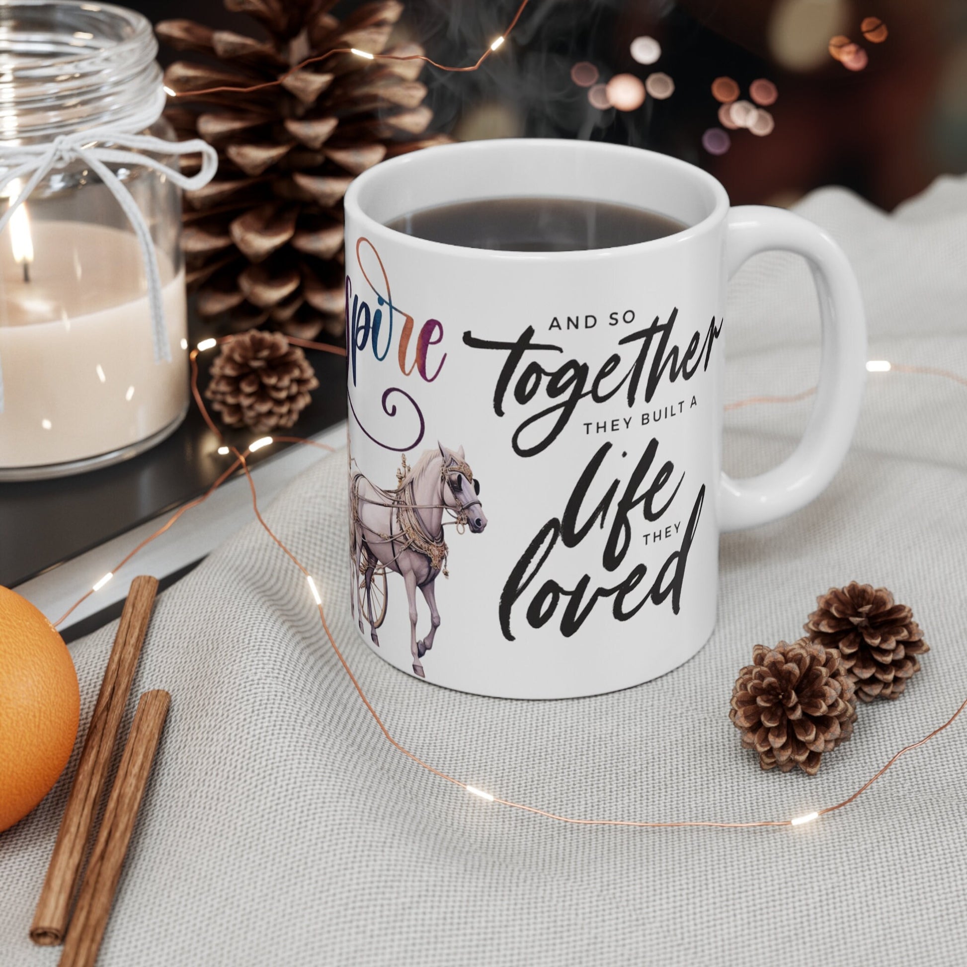 Beautiful Horse and carriage art inspired mug