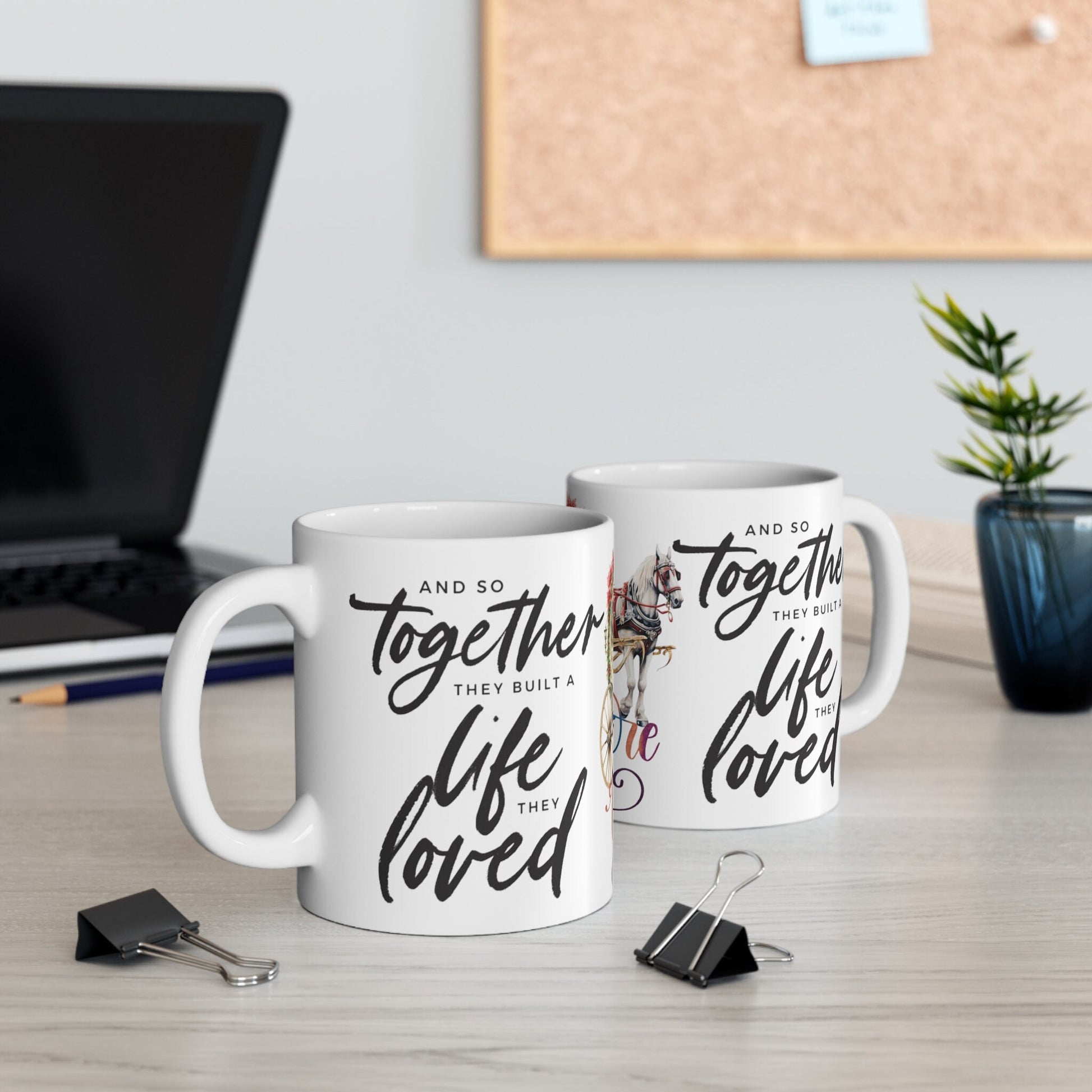 Horse and carriage Inspired art together, live and love mug