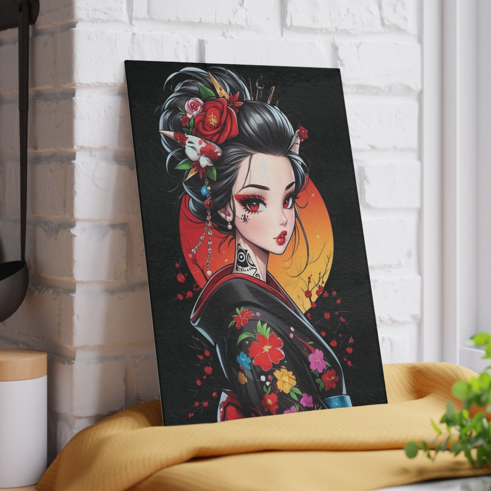 Beautiful Geisha art Glass Cutting Board