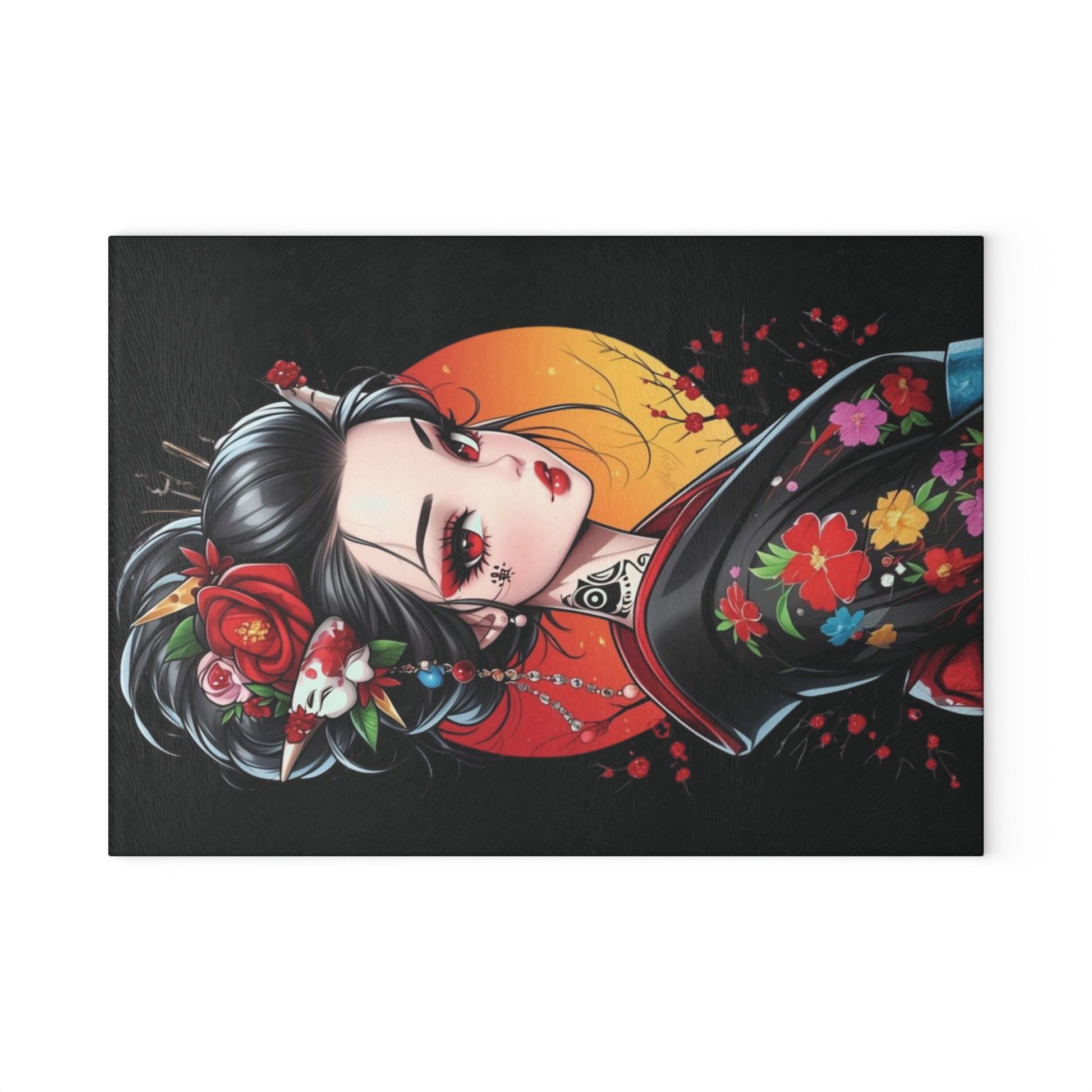 Beautiful Geisha art Glass Cutting Board