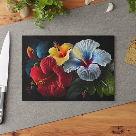 Comforting Flower inspired art on Glass Cutting Board