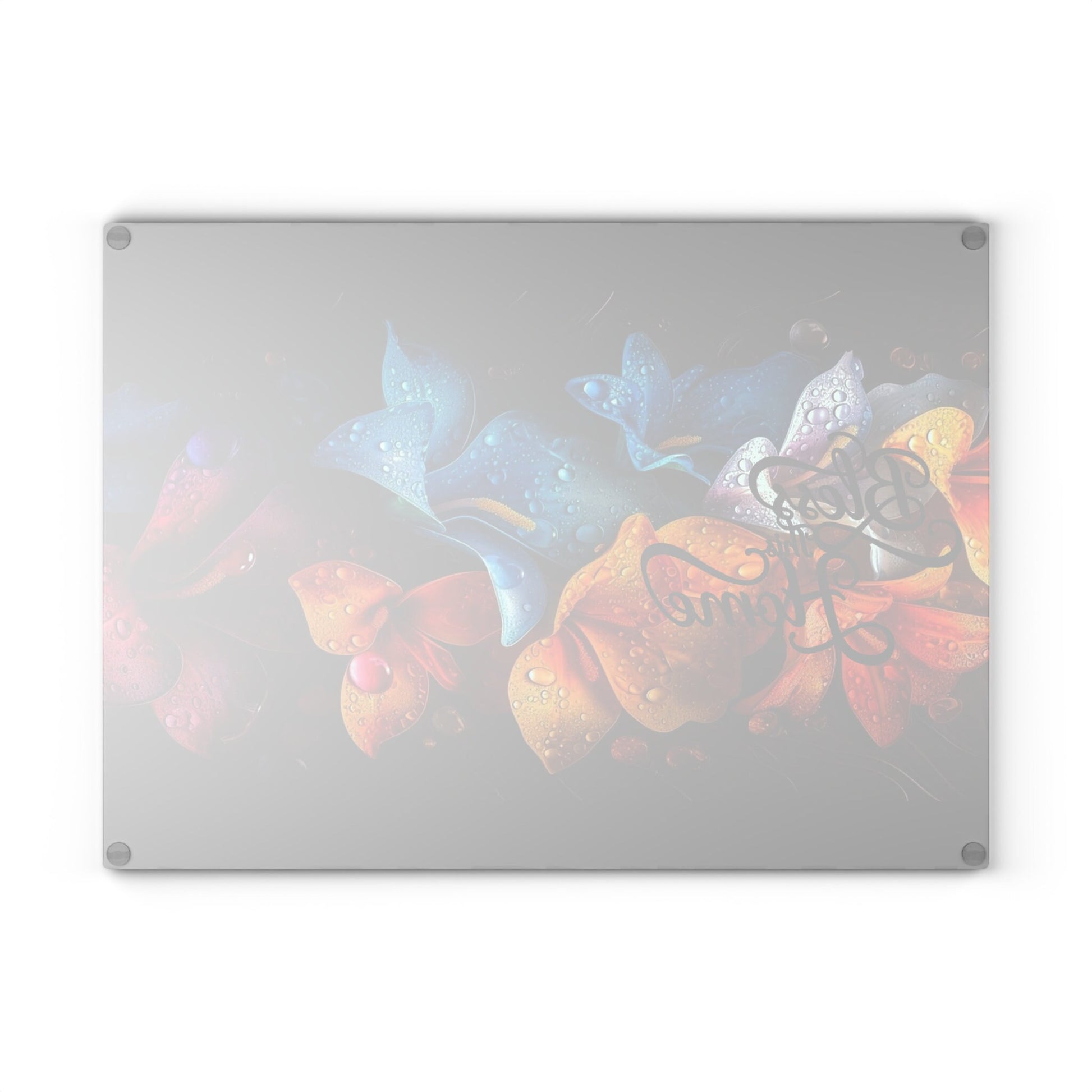 Colorful flowers bless this home inspired Glass Cutting Board