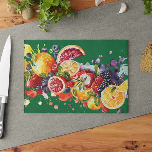 Carribean Fruit inspired Glass Cutting Board