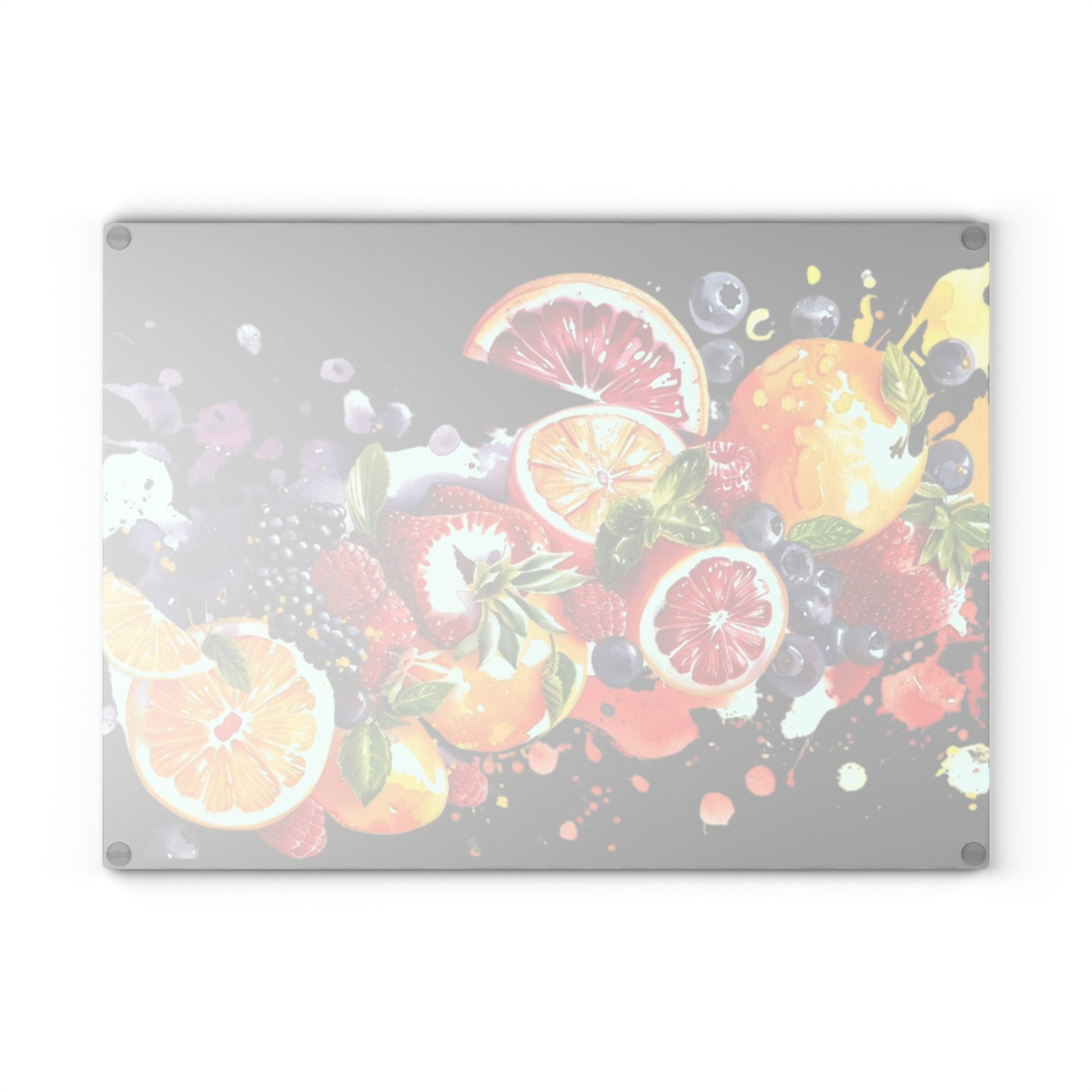 Caribbean fruit inspiration on black Glass Cutting Board