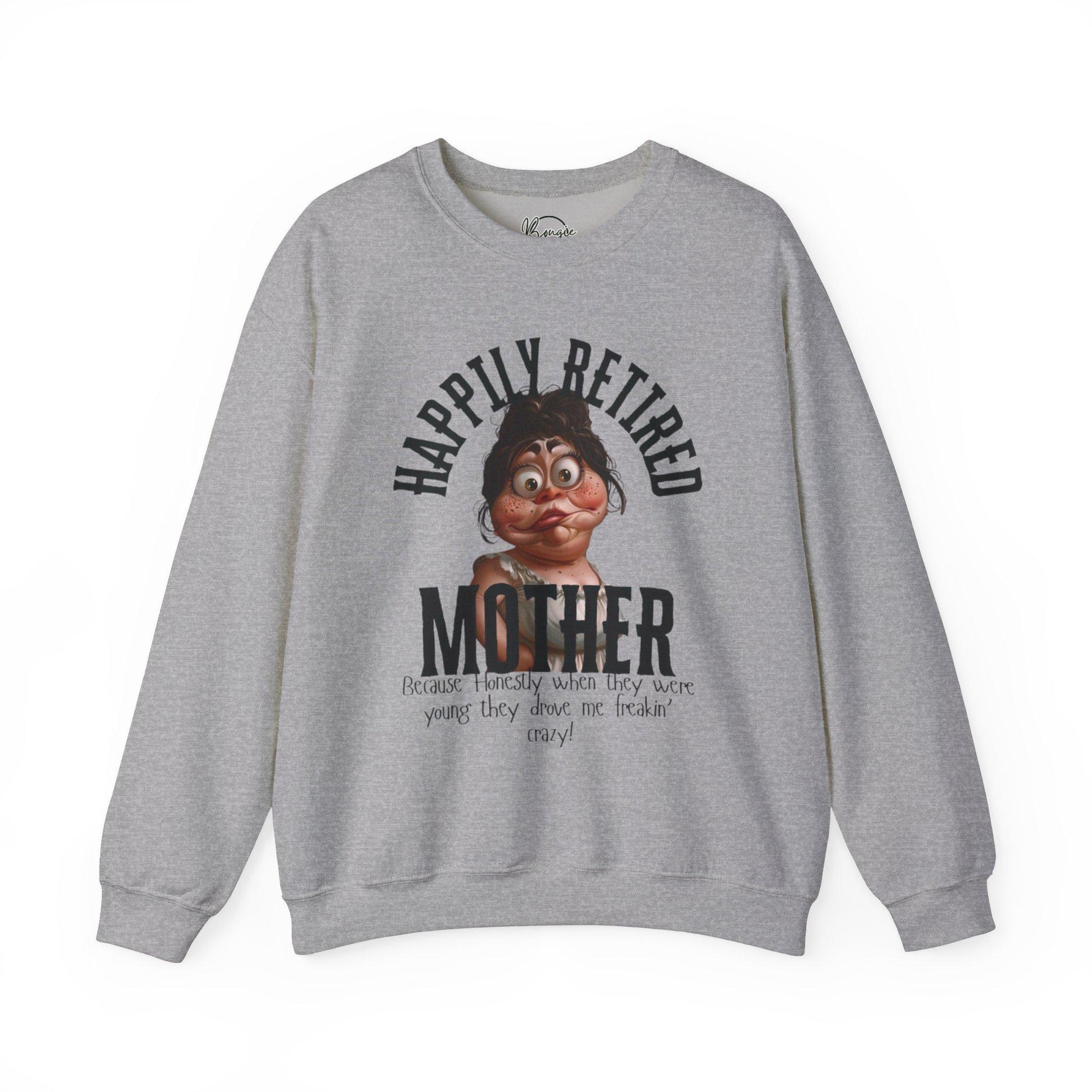 One of a kind funny Happily, retired mom Heavy Blend™ Crewneck Sweatshirt free shipping