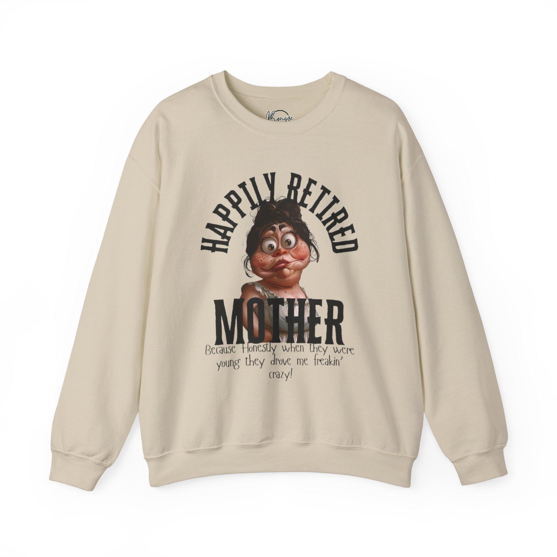 One of a kind funny Happily, retired mom Heavy Blend™ Crewneck Sweatshirt free shipping