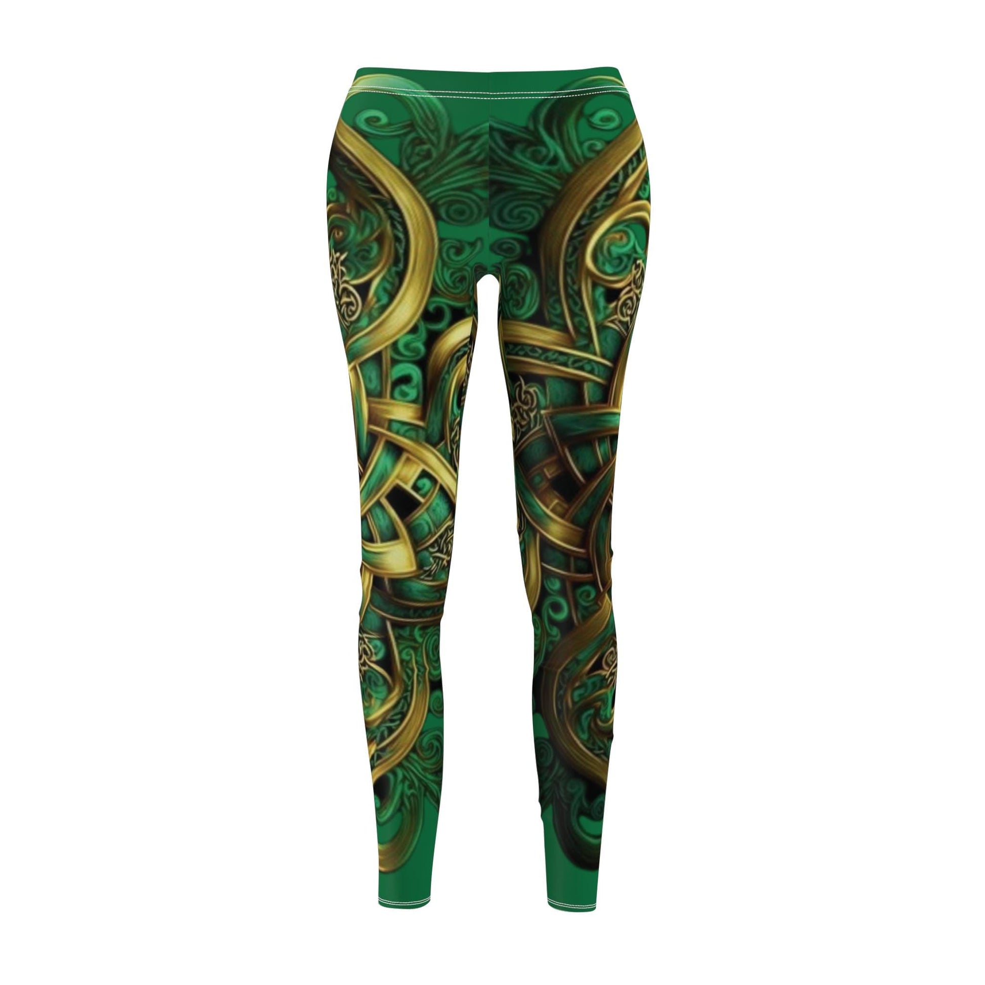 emerald, green art Women's Cut & Sew Casual Leggings (AOP)