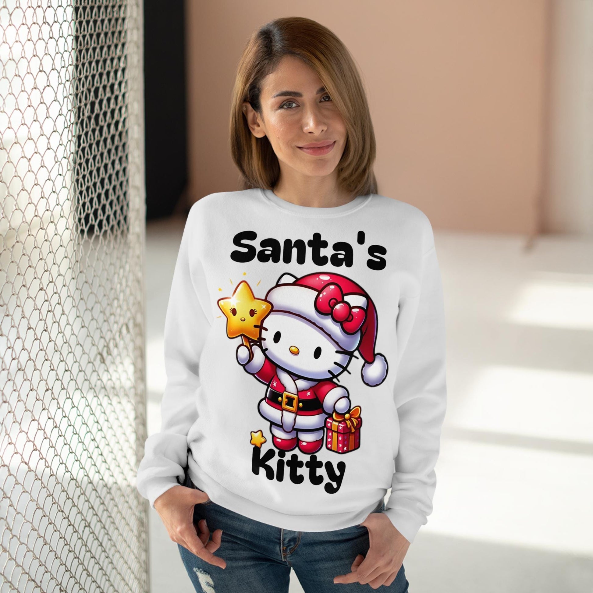 Santa's kitty Christmas Unisex Crew Neck Sweatshirt (EU)